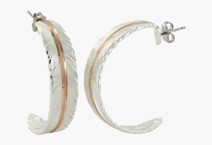 Feather Rose Gold Vein Hoop Earrings - Earring, HD Png Download, Free Download