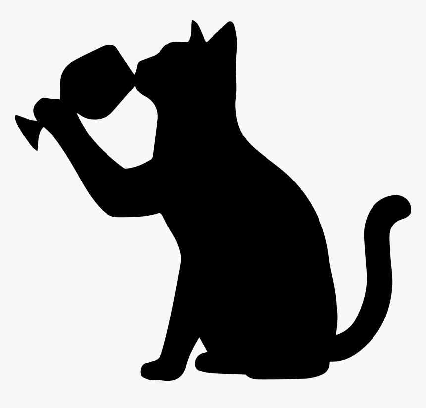 Cat Drinking Wine Opposite - Cat With A Drink Clipart, HD Png Download, Free Download