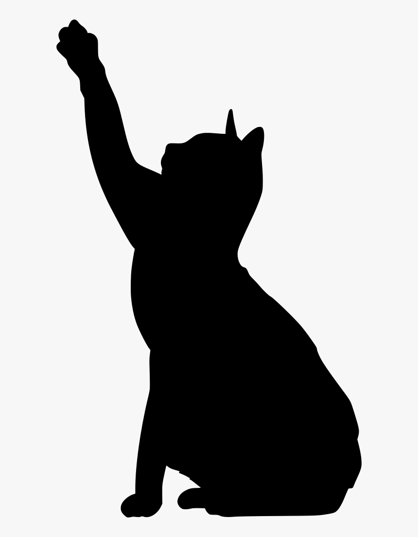 Cat Silhouette Reach Clipart , Png Download - Outline Cat Reaching Tattoo, Transparent Png, Free Download