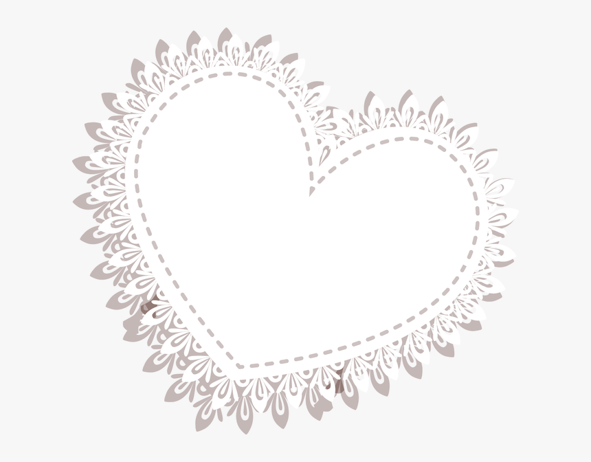 Lace White Heart Motif - White Heart Doilies Png, Transparent Png, Free Download