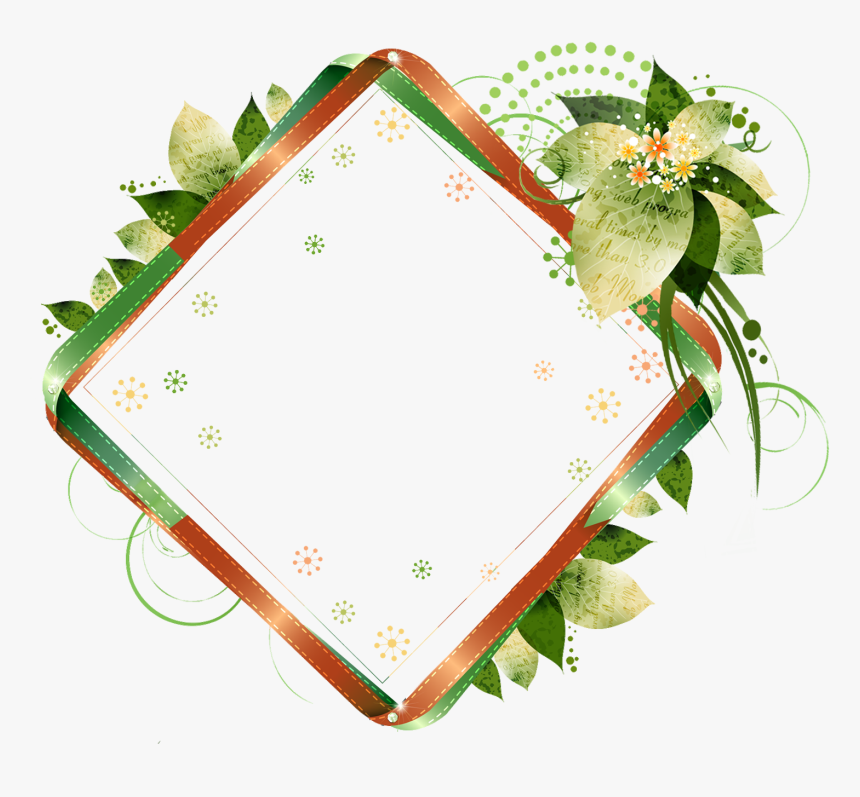 Picture Flower Pattern Frame Diamond Green Clipart - Floral Frames, HD Png Download, Free Download