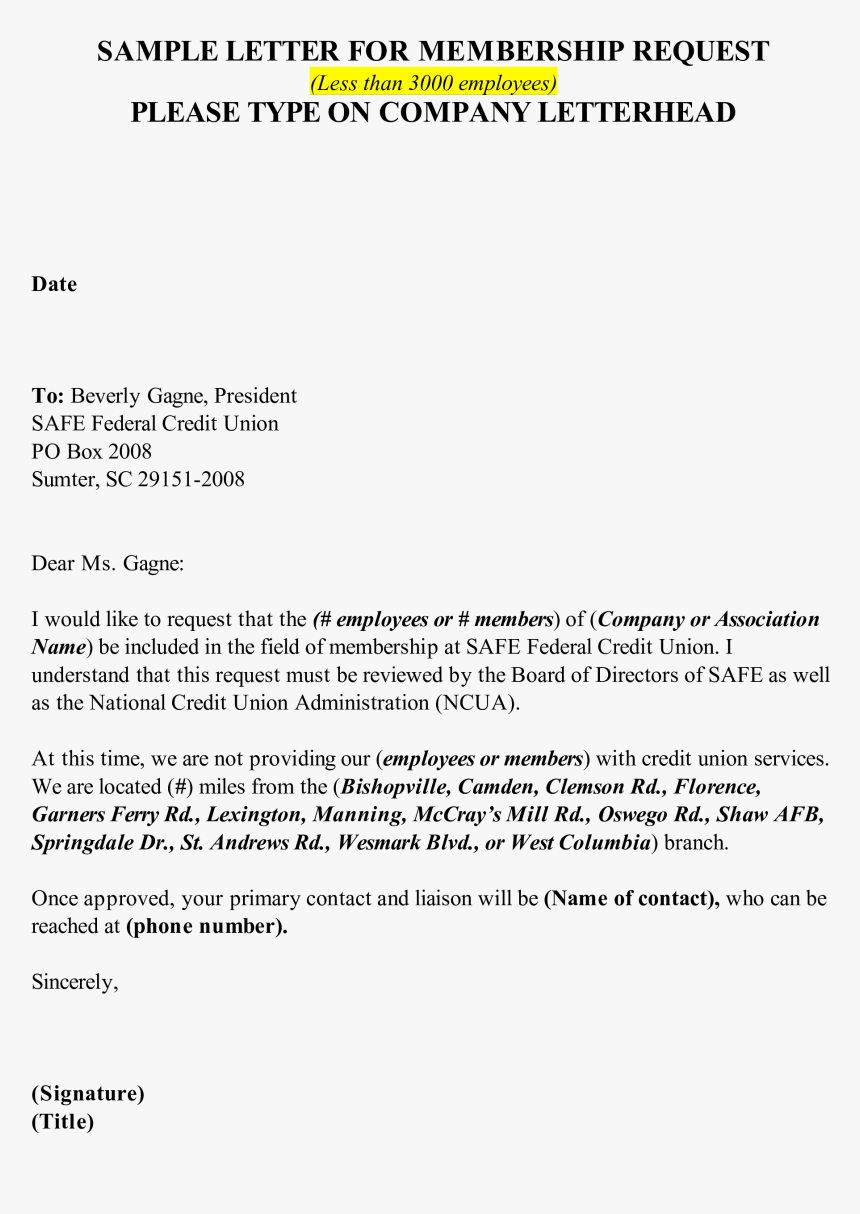 Membership Application Request Letter Main Image - All In Credit Union Application On Letter, HD Png Download, Free Download