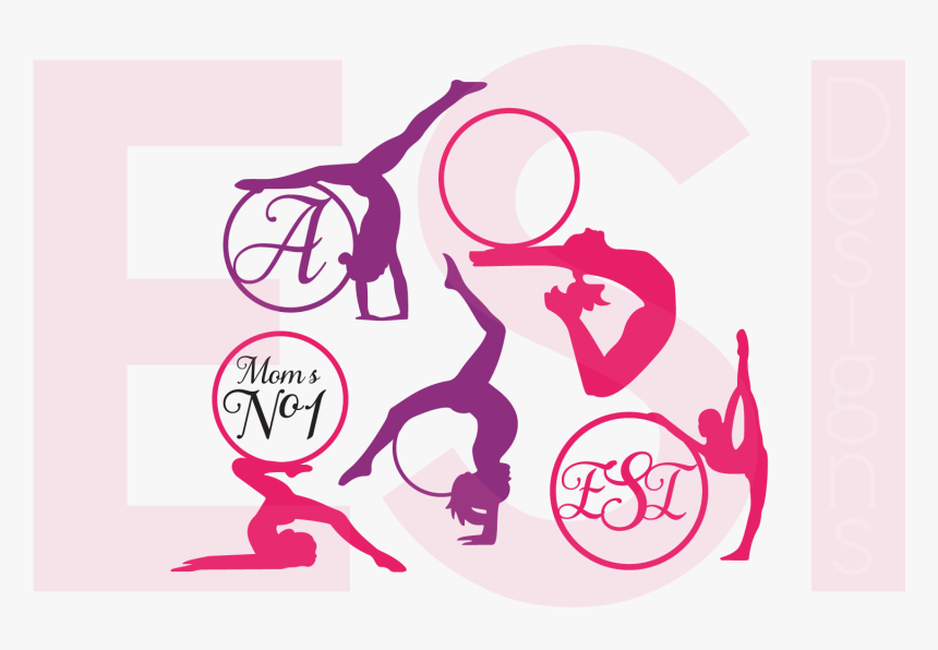 Gymnast Silhouette Monogram Designs Set Example Image - Gymnast Monogram Svg Free, HD Png Download, Free Download