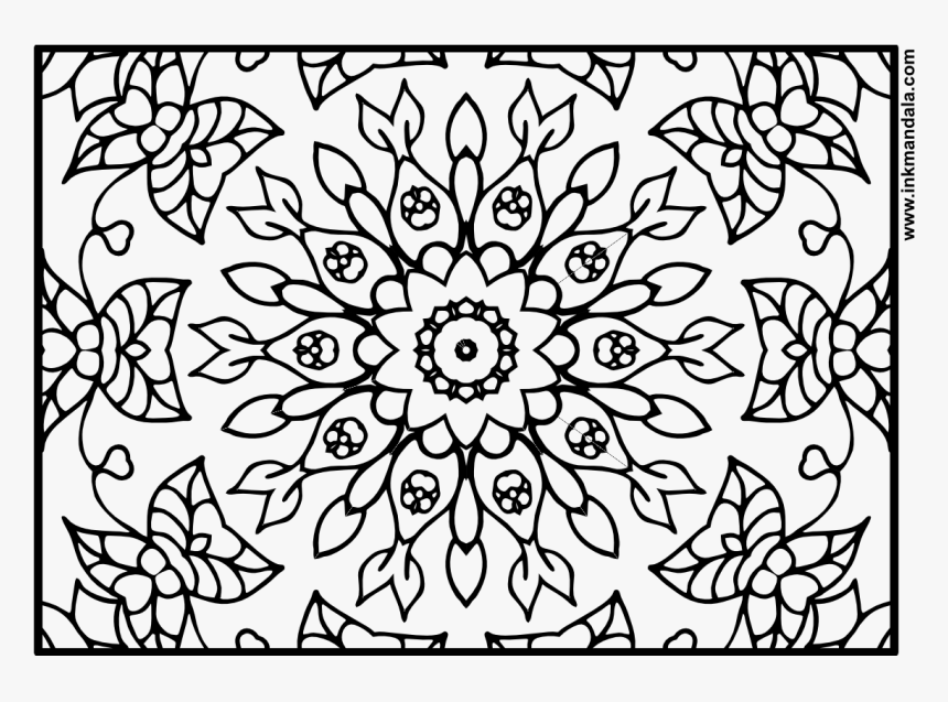 Mandala 9 Mandala Free Black And White Mandala Coloring - Circle, HD Png Download, Free Download