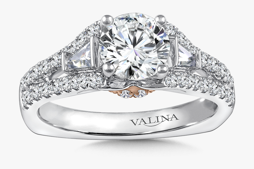 Valina Diamond Engagement Ring Mounting In 14k White/rose - Delicate Wedding Ring, HD Png Download, Free Download