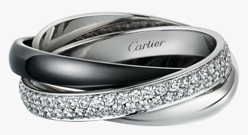 Trinity Ring, Ceramic, Smwhite Gold, Ceramic, Diamonds - Cartier Trinity Ring Black, HD Png Download, Free Download