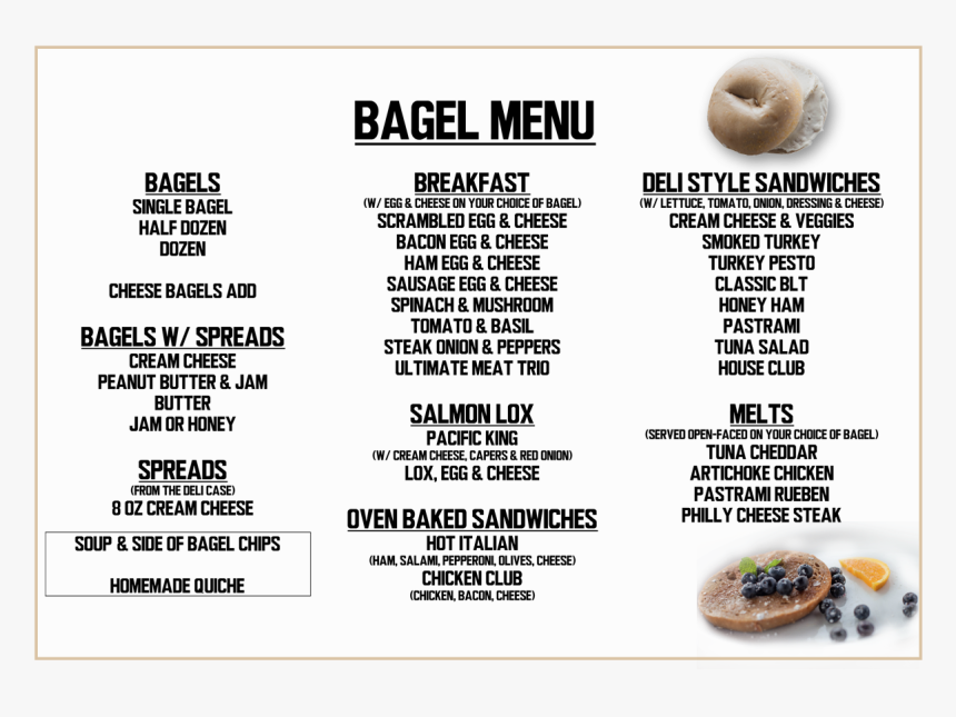 Lox Bagel Shop Menu, HD Png Download, Free Download