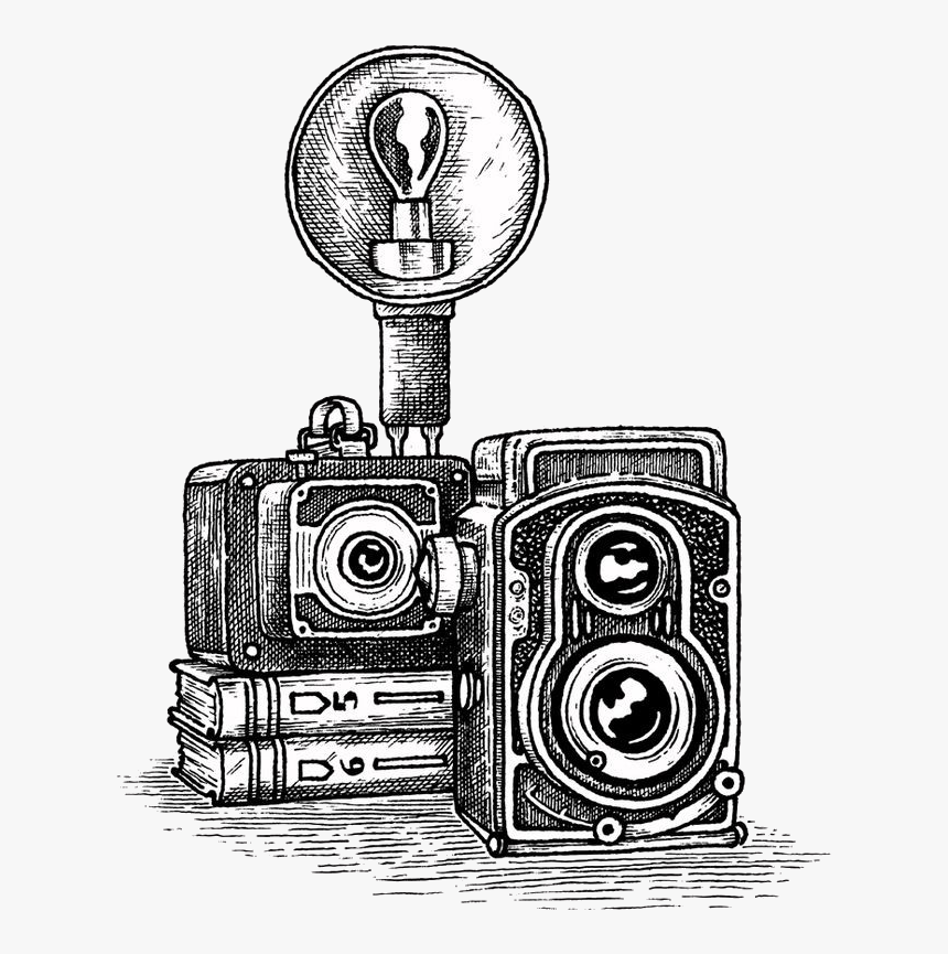 Vector Sketch Retro Photo Camera. Front View. Stock Vector | Adobe Stock