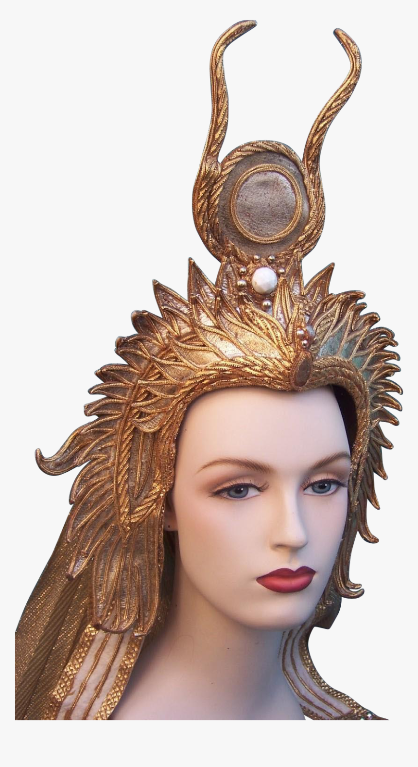 Cleopatra Theatrical Headdress Gold Lame With Pearls - Cleopatra Headpiece, HD Png Download, Free Download