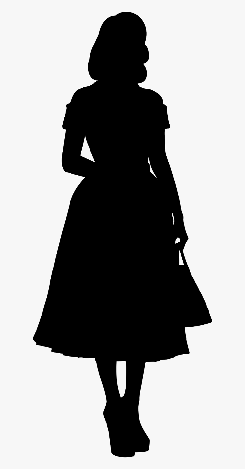 Dress Shoulder Sleeve Silhouette Black M - Girl Standing Silhouette With Dress Png, Transparent Png, Free Download