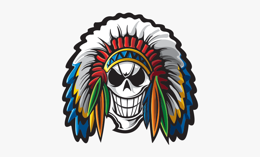 American Native Warrior Skull With Feathers - Native American Chief Png, Transparent Png, Free Download