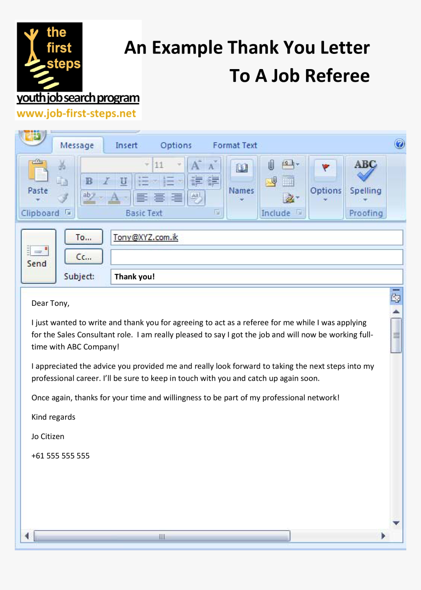 Job Reference Thank You Letter Main Image - Outlook 2007, HD Png Download, Free Download