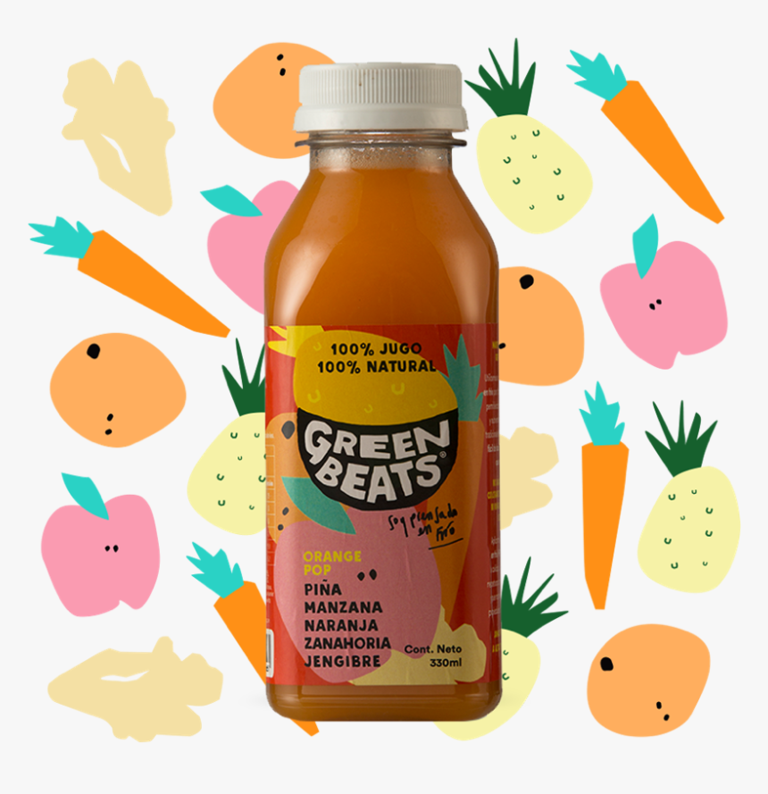 Jugo Green Beats Orange Pop Botella, HD Png Download, Free Download