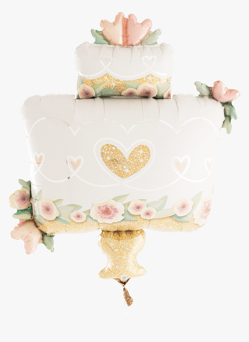 Glitter Gold Wedding Cake Supeershape Balloon - Cake Decorating, HD Png Download, Free Download