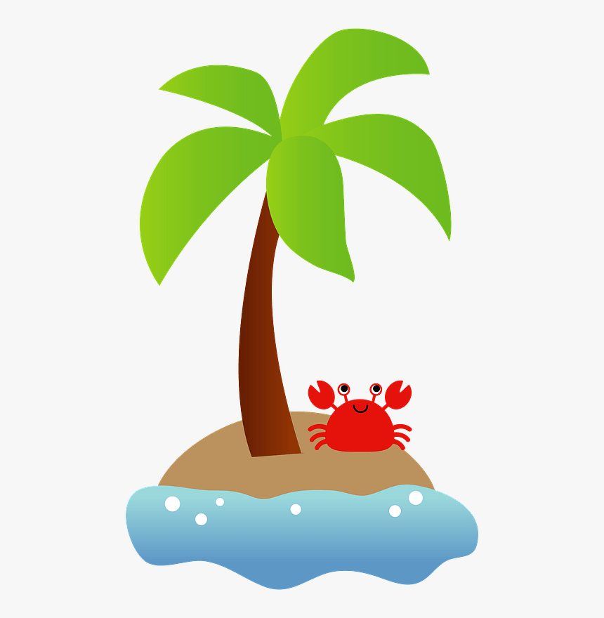 Island Palm Tree Crab Clipart - Island Palm Tree Clipart, HD Png Download, Free Download