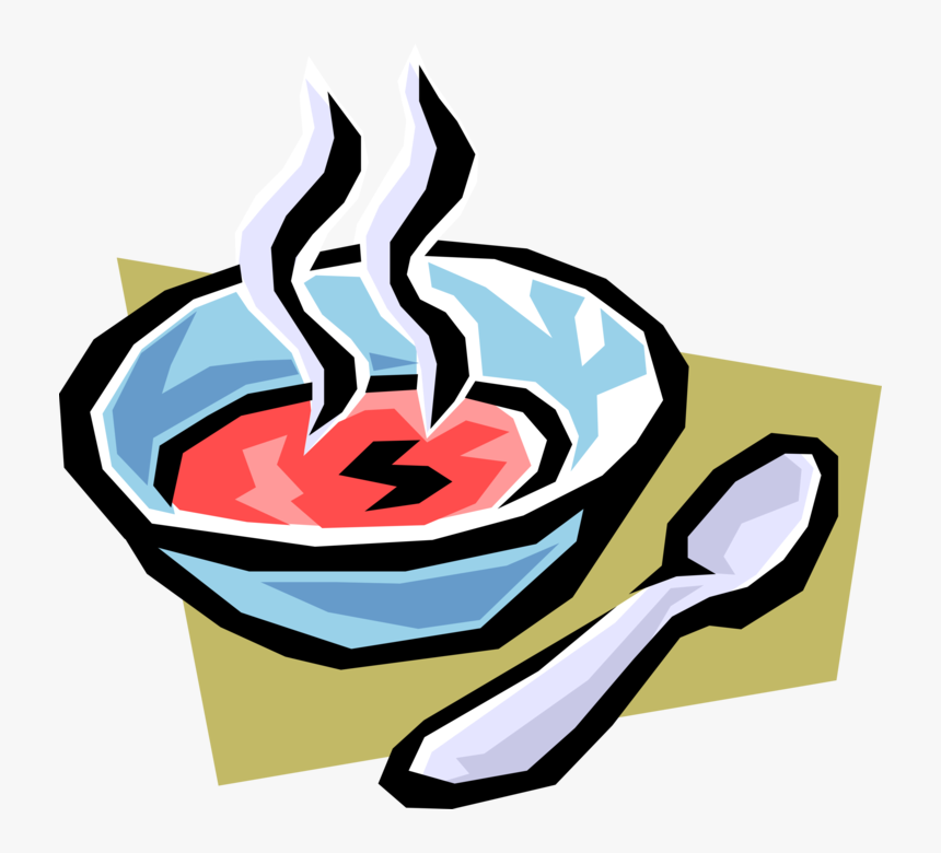 Vector Illustration Of Bowl Of Hot Soup With Spoon - Clip Art, HD Png Download, Free Download