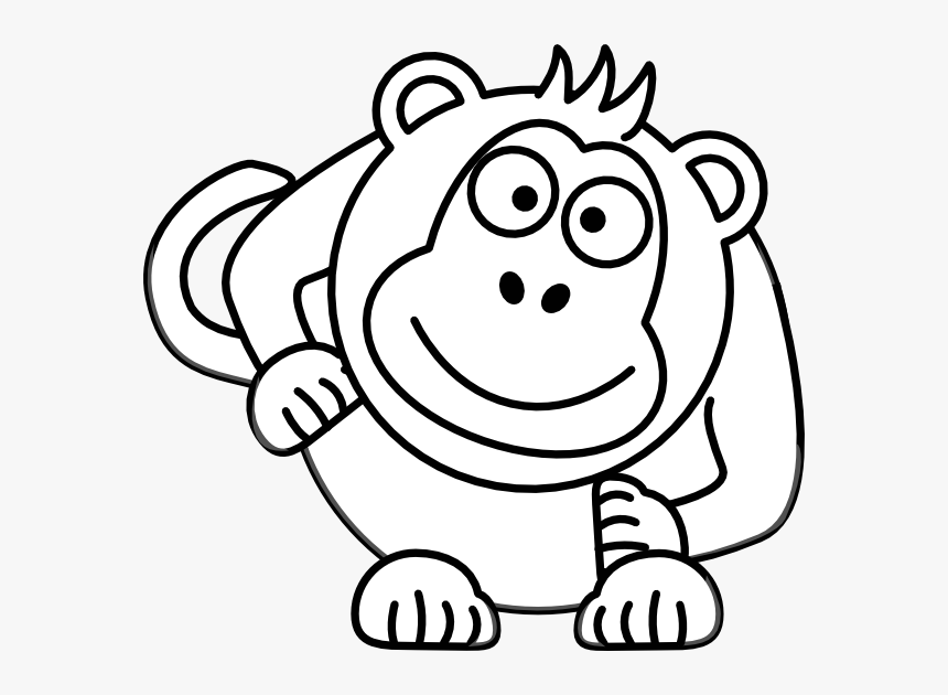 Cartoon Monkey - Black And White Cartoon Monkey Transparent, HD Png Download, Free Download