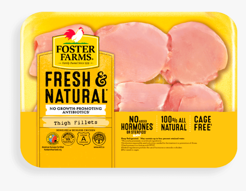 Fresh & Natural Boneless Skinless Chicken Thigh Fillets - Foster Farms Half Chicken Breast, HD Png Download, Free Download