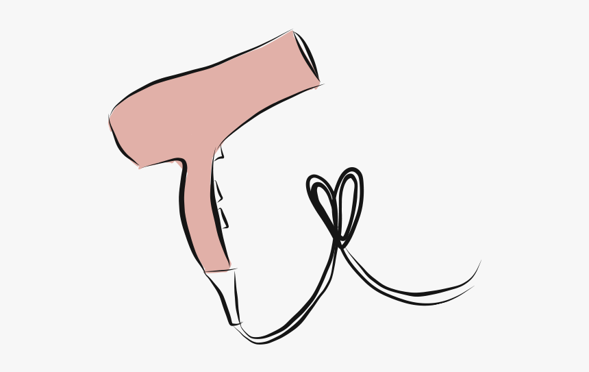 A Line Illustration Of A Pink Hair Dryer With The Cord - Blowdry Clipart, HD Png Download, Free Download