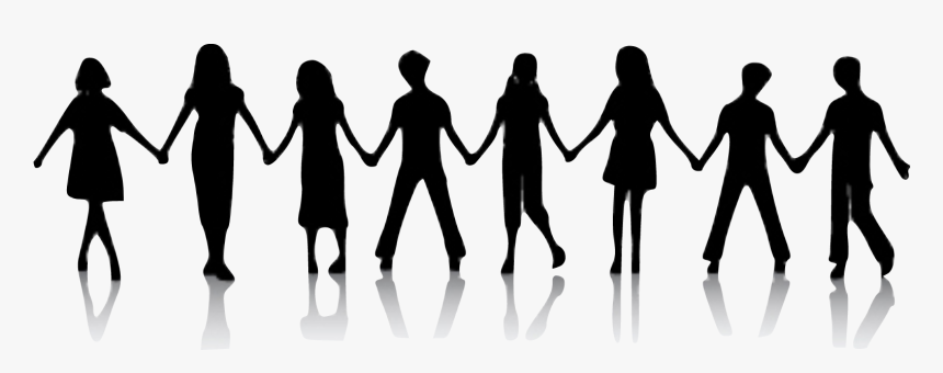 9 People Holding Hands Silhouette Png - Silhouette People Holding Hands, Transparent Png, Free Download