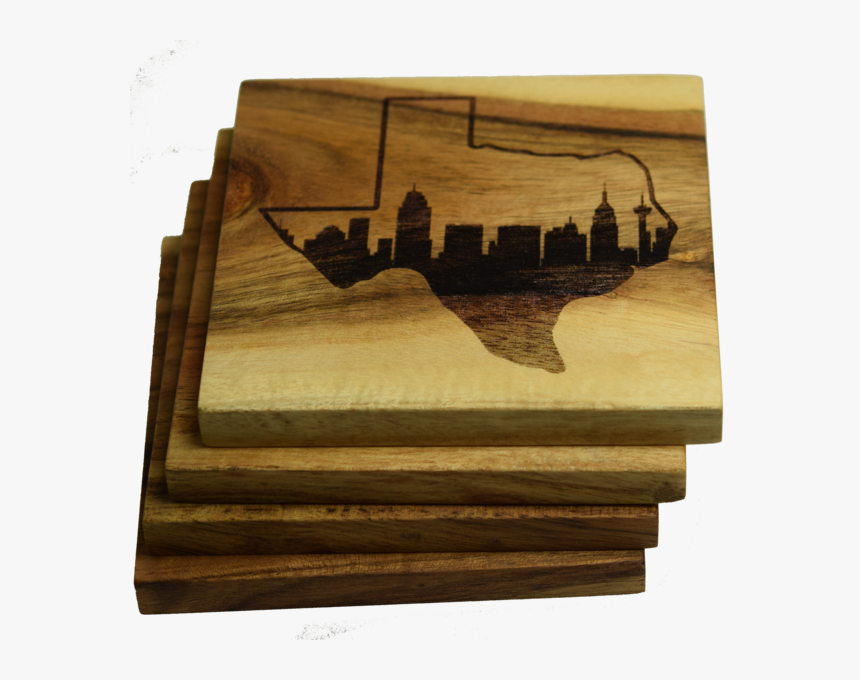 San Antonio Texas Skyline Within State Outline Coasters - Plywood, HD Png Download, Free Download