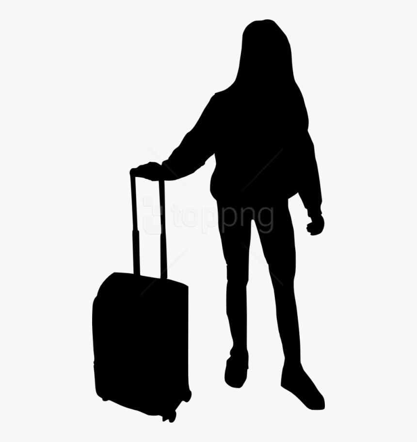 Free Png People With Luggage Silhouette Png Images - Girl Silhouette With Luggage, Transparent Png, Free Download