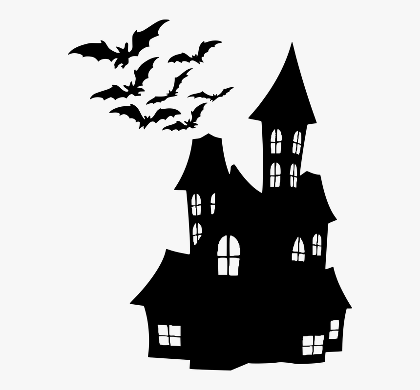 Silhouette, House, Halloween, Bats, Spooky, Scary - Haunted House Png ...