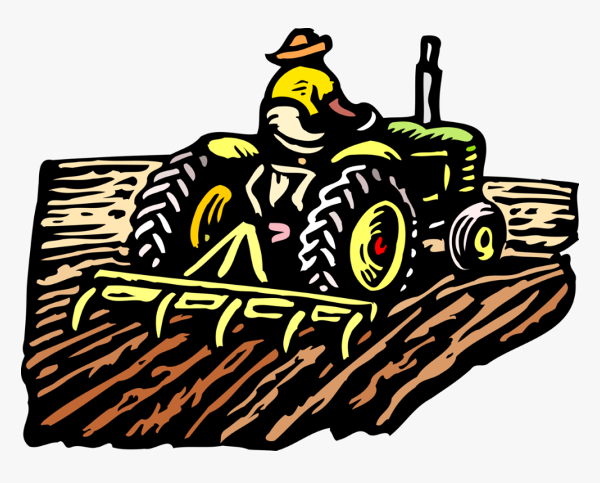 On Tractor Plowing Vector - Clip Art Of Farming, HD Png Download, Free Download