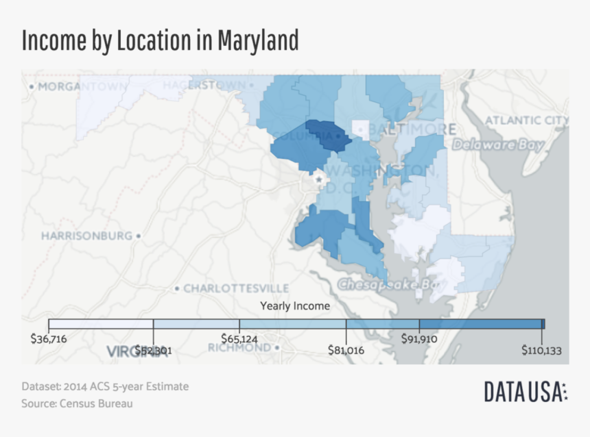 Geo Map Of Median Income By Location In Maryland - Maryland Colony Demographics, HD Png Download, Free Download