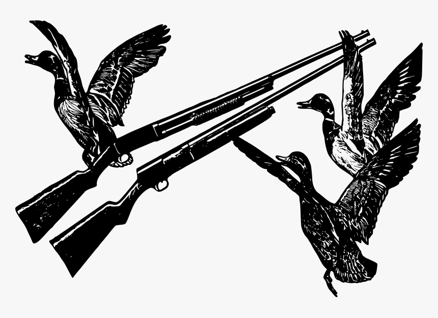 Ducks And Shotguns Clip Arts - Flying Ducks Black And White Vector, HD Png ...