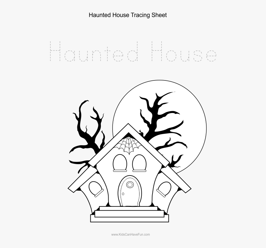 Haunted House Tracing Page - Casa Embrujada Para Dibujar, HD Png Download, Free Download