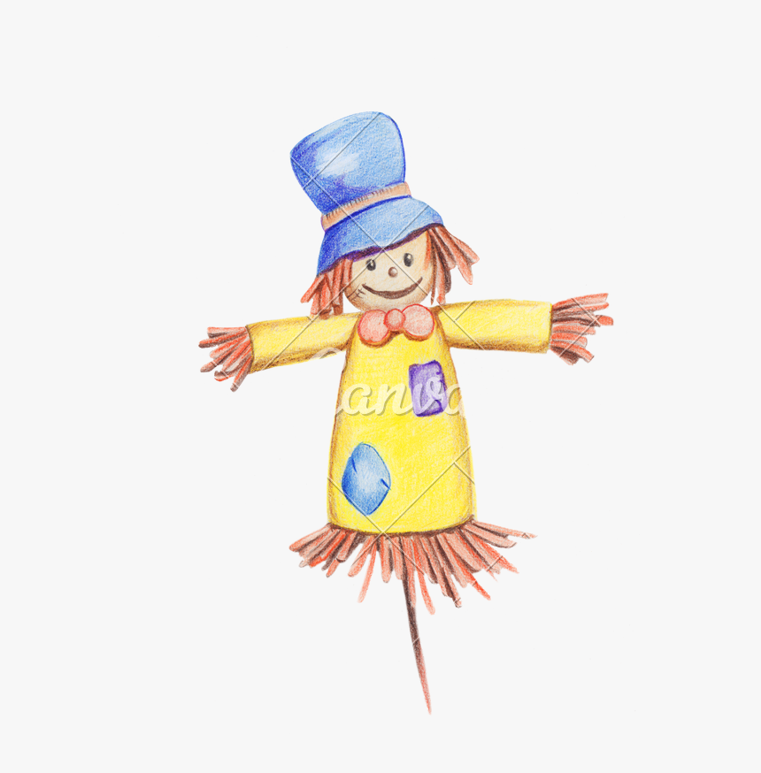 Marketplace Drawing Colorful - Scarecrow Drawing With Colour, HD Png Download, Free Download