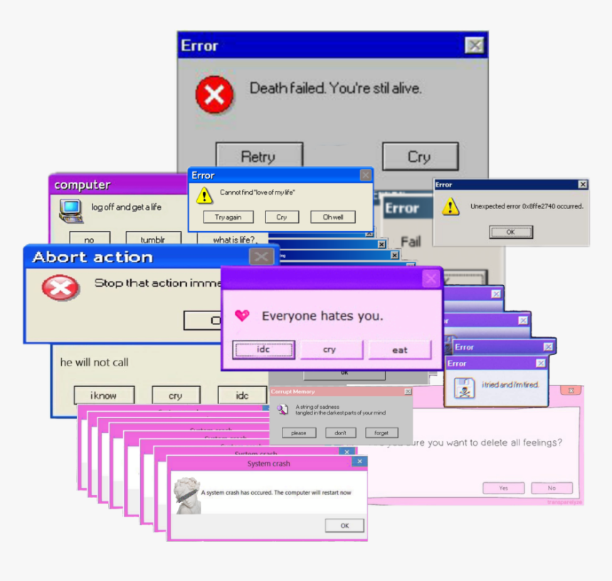 #windows #computer #aesthetics #aesthetic #vaporwaveaesthetic - Aesthetic Computer Error Png, Transparent Png, Free Download