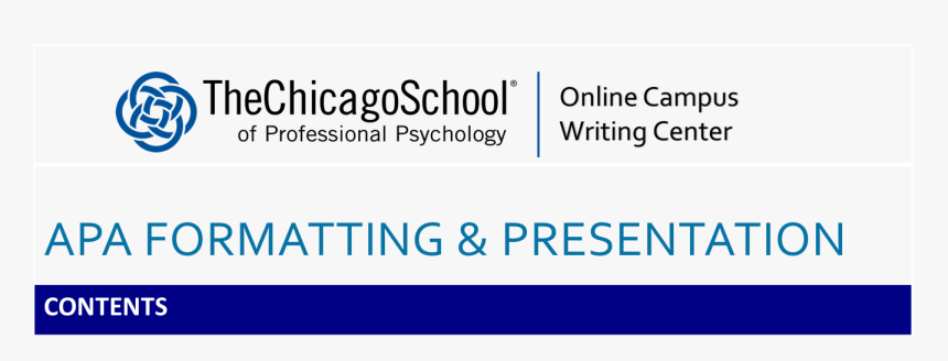 Apa Formatting And Presentation Contents Header - Chicago School Of Professional Psychology, HD Png Download, Free Download