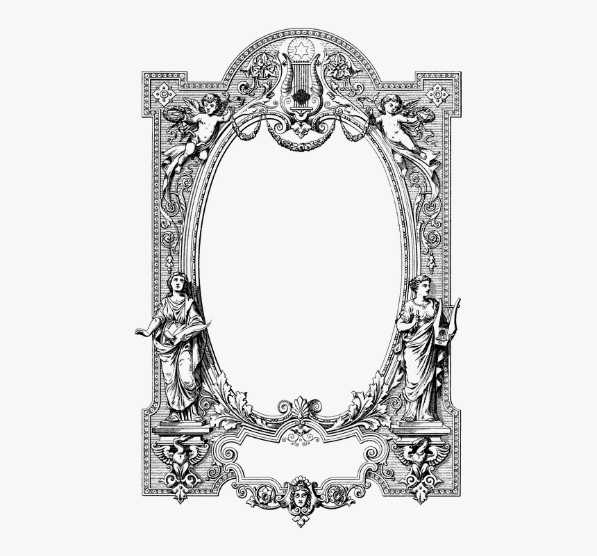 Vintage, Frame, Line Art, Antique, Victorian, Angels - Vintage Frame, HD Png Download, Free Download