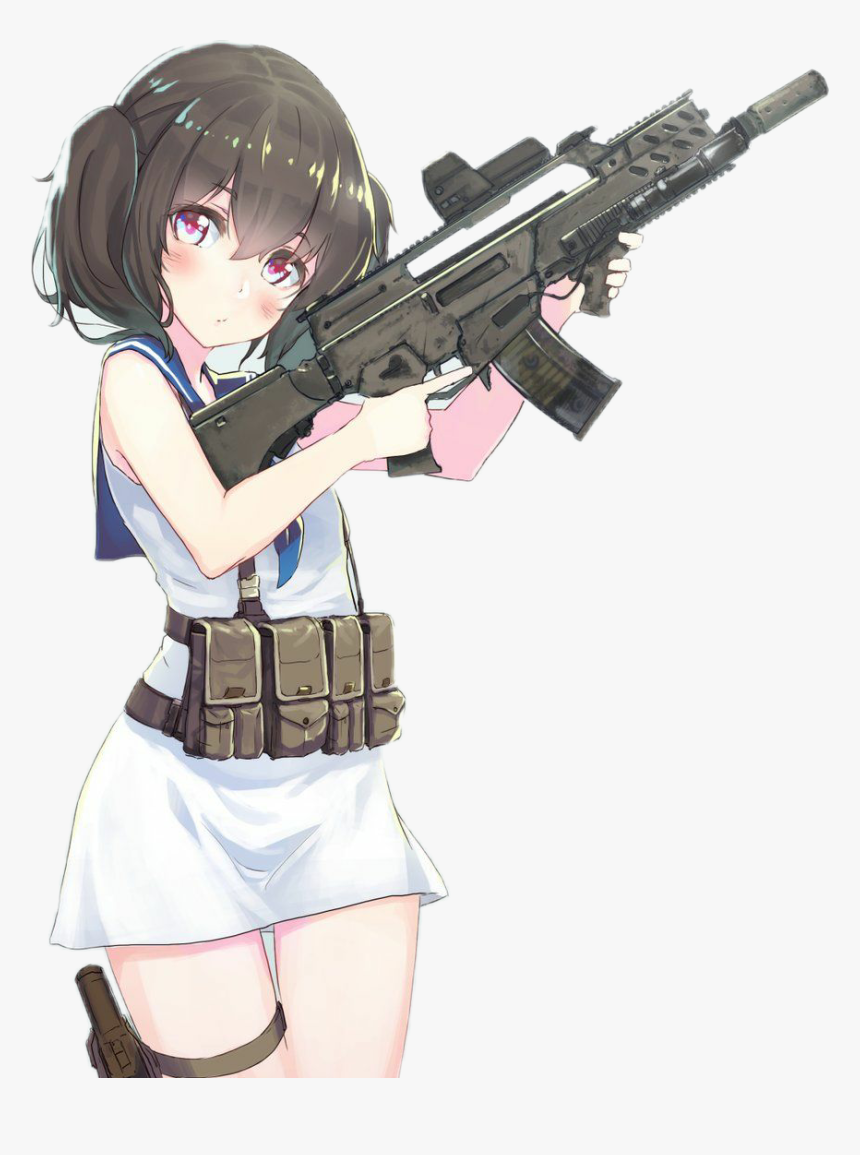 Animegirl Anime Gun Cutegirl Hd Png Download Kindpng