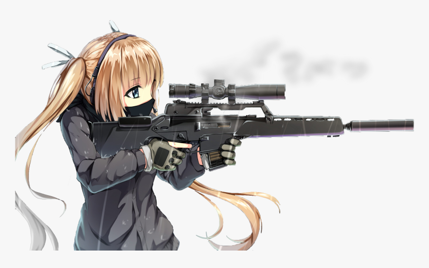 Transparent Cartoon Gun Png - Anime Girl With Gun Transparent, Png Download, Free Download