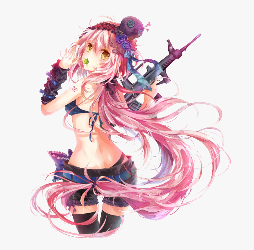#anime #girl #pinkhair #longhair #wind #cool #sick - Hot Pink Hair Anime Girl, HD Png Download, Free Download