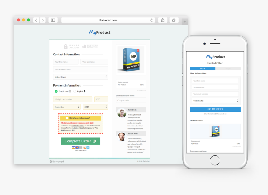 Thrivecart - Thrivecart Two Step Checkout, HD Png Download, Free Download