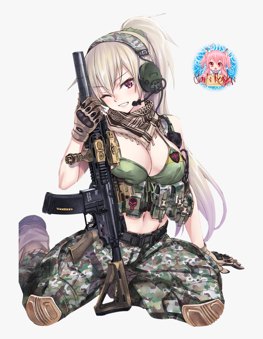 Gkgwadbscgx Gun Girl Render By Starikuto95 D7y8apz Anime Girl Hot Badass Hd Png Download Kindpng