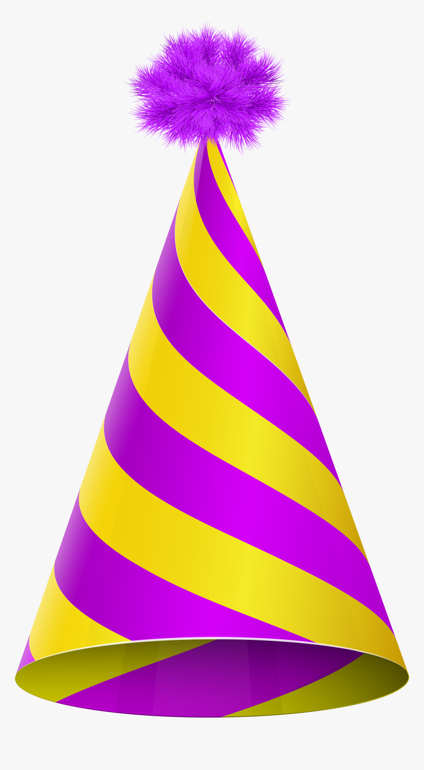 Birthday Hat Transparent Png For Kids - Yellow And Purple Party Hat, Png Download, Free Download