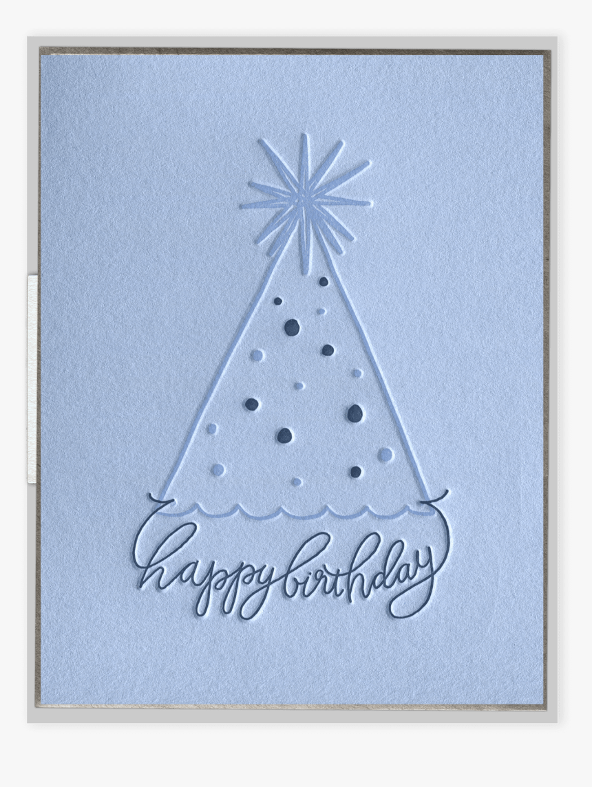 Party Hat Birthday Letterpress Greeting Card - Christmas Tree, HD Png Download, Free Download