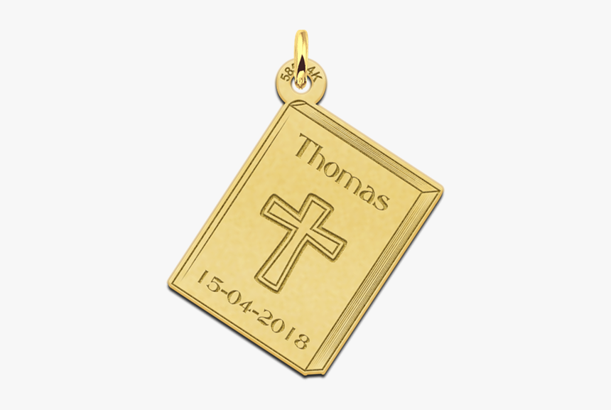 Golden Communion Pendant With Cross And Engraving - Locket, HD Png Download, Free Download