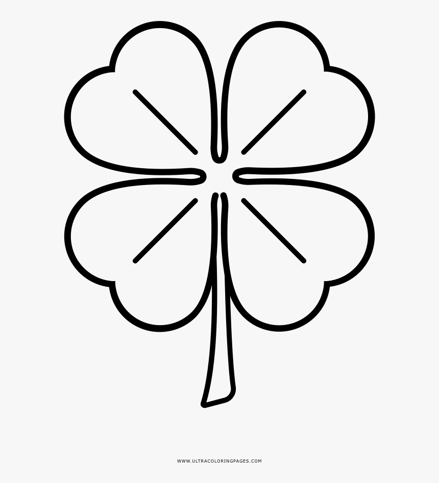 Four-leaf Clover Coloring Page - Trebol 4 Hojas Dibujo, HD Png Download, Free Download