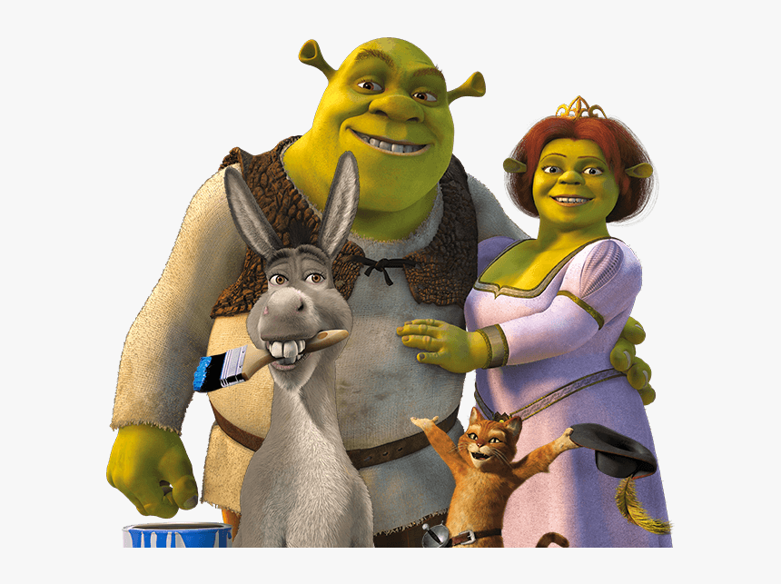 Shrek, Donkey Fiona And Puss In Boots - Shrek And Fiona And Donkey, HD Png ...