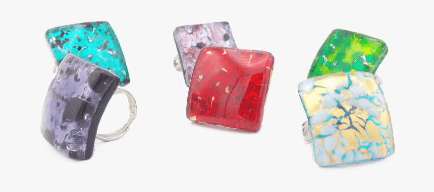 Murano Glass Adjustable Rings Assortment, HD Png Download, Free Download