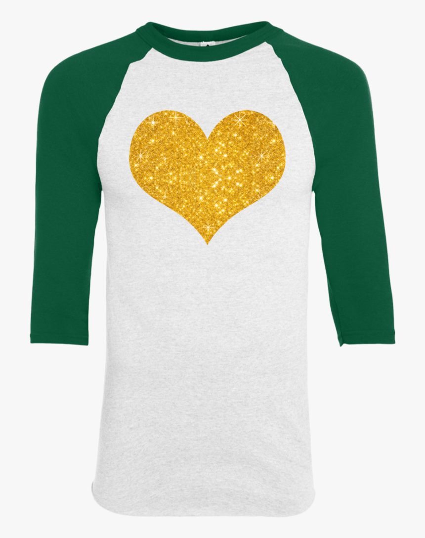 Gold Glitter Heart For Valentine"s Day Youth Raglan - Heart, HD Png Download, Free Download