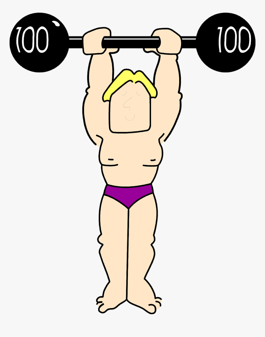 Gym Clipart Lift Weight - Guy Lifting Weights Cartoon Transparent Background, HD Png Download, Free Download