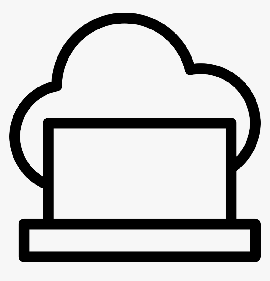 Laptop On Cloud Thin Outline Symbol In A Circle Comments, HD Png Download, Free Download