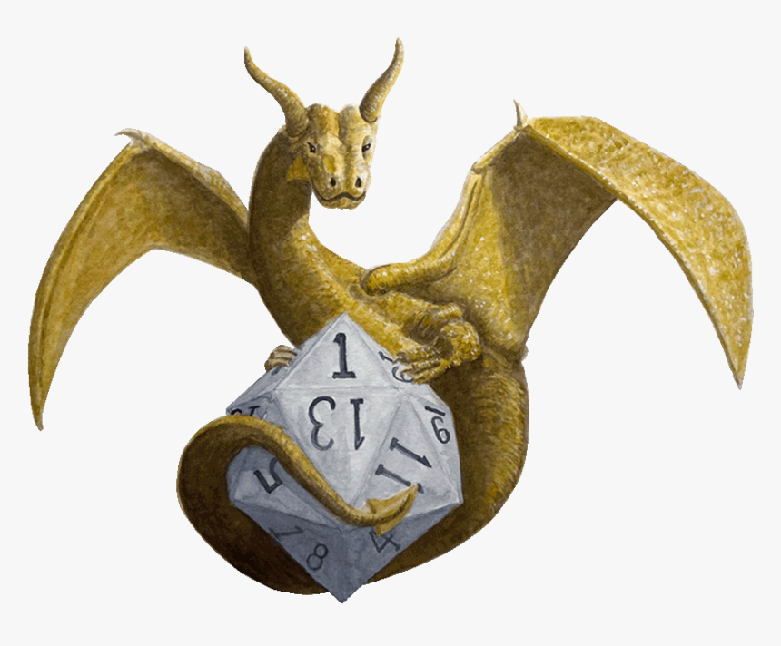 Illustration Of A Dragon Sitting On A 20 Sided Dice - Dungeons & Dragons, HD Png Download, Free Download